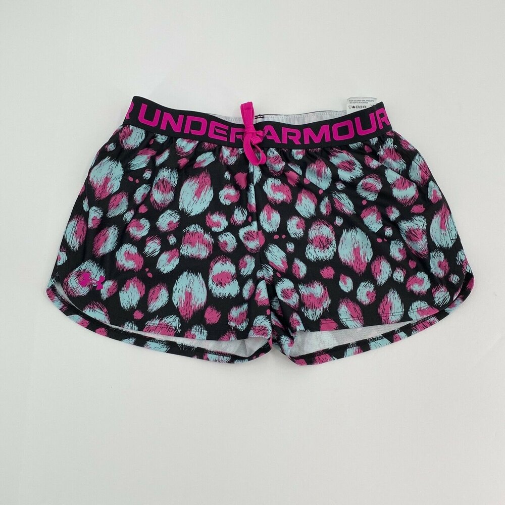 Under Armour Girls Play Up Printed Shorts Heatgear Loose Fit Athletic Size YLG